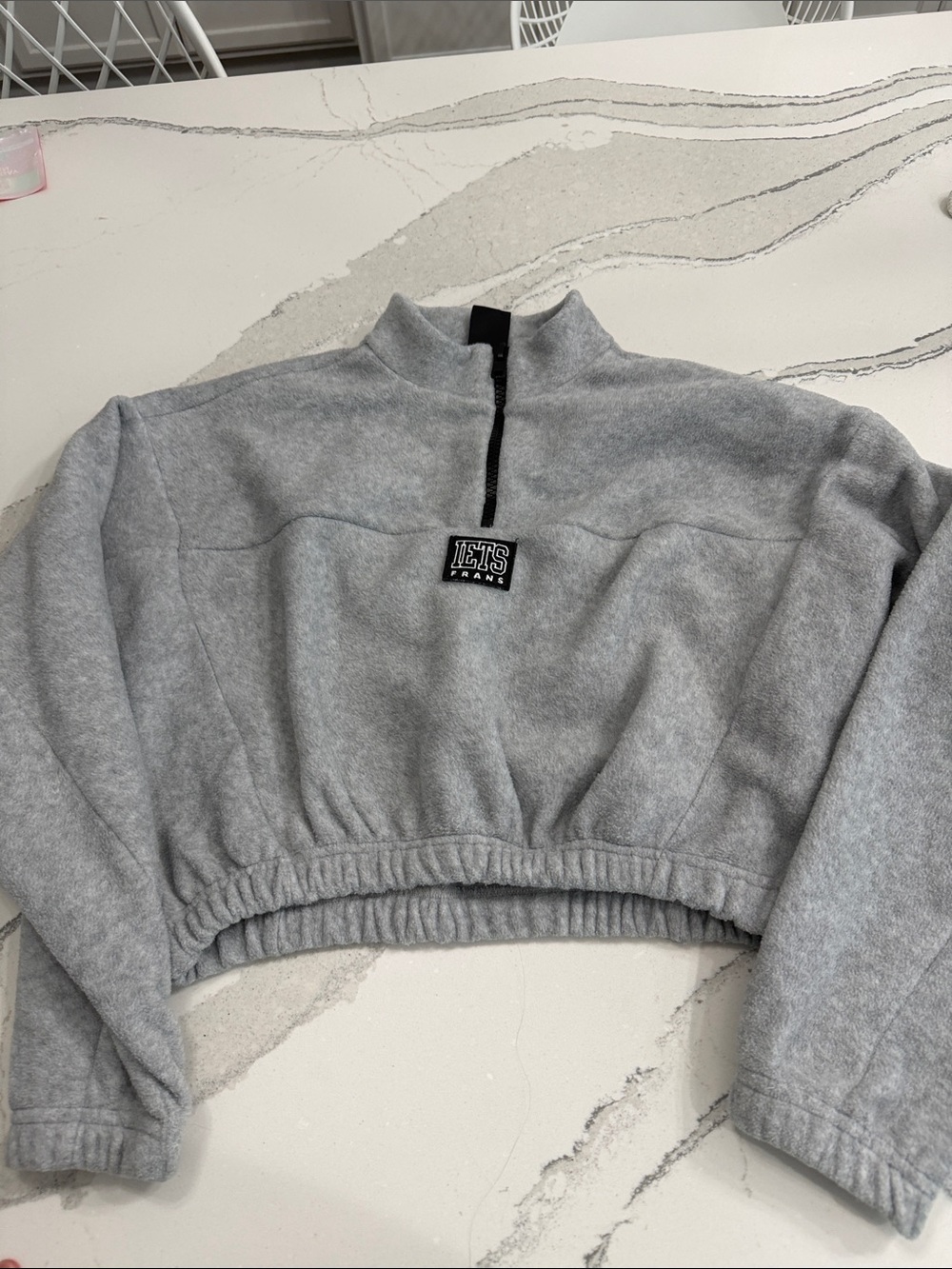 IETS FRANS Cropped Light Gray Quarter-Zip Size Medium